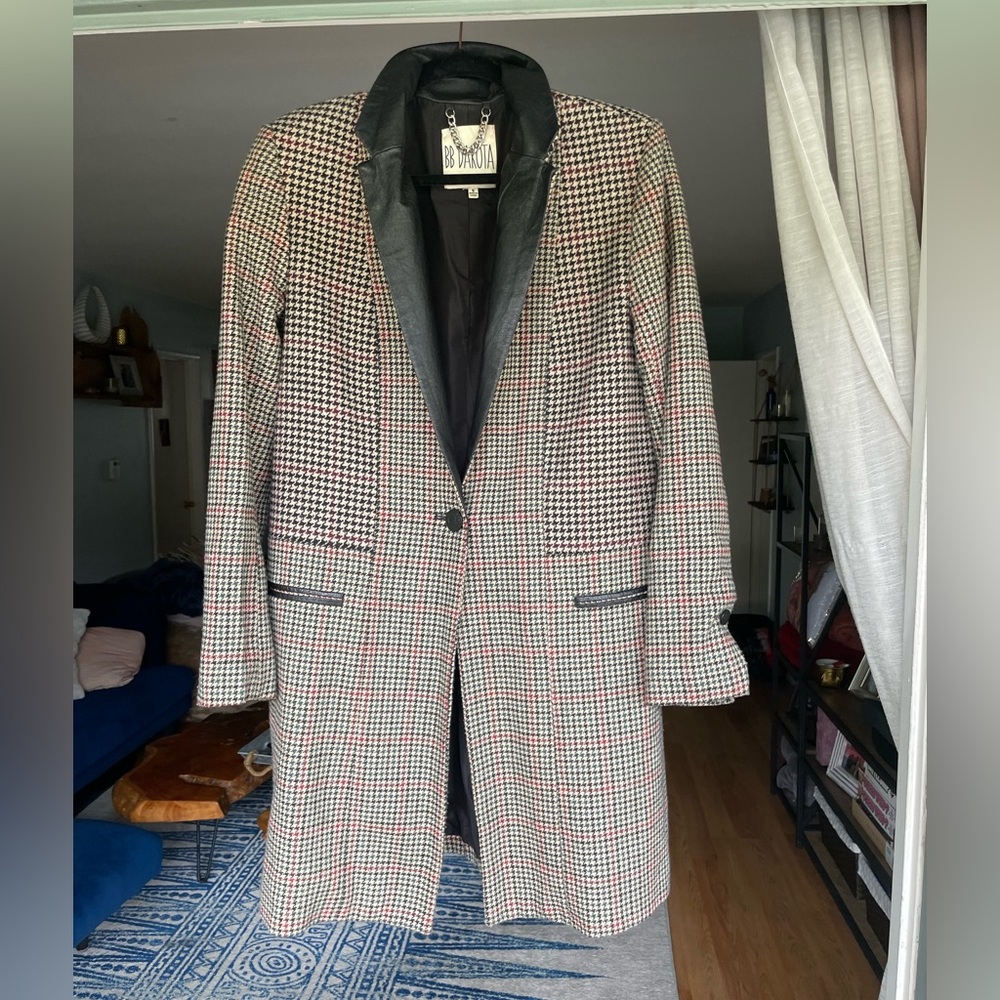 bb dakota houndstooth long skinny blazer - size S